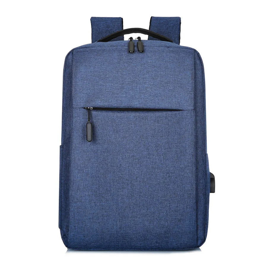 business solid color square zipper functional backpack