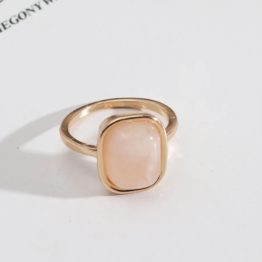 1 piece casual rectangle alloy plating inlay natural stone shell women's rings