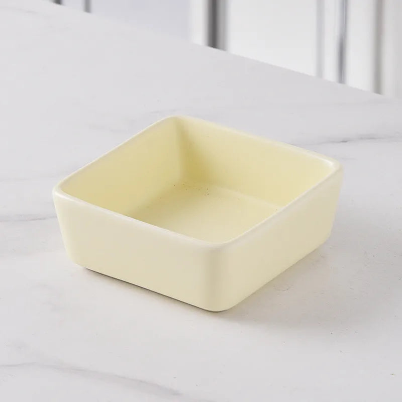 Nordic Ceramic Square Snack Bowl Platter Household Split Plate Snack Plate Hot Pot Sauce Plate Bamboo and Wooden Tray