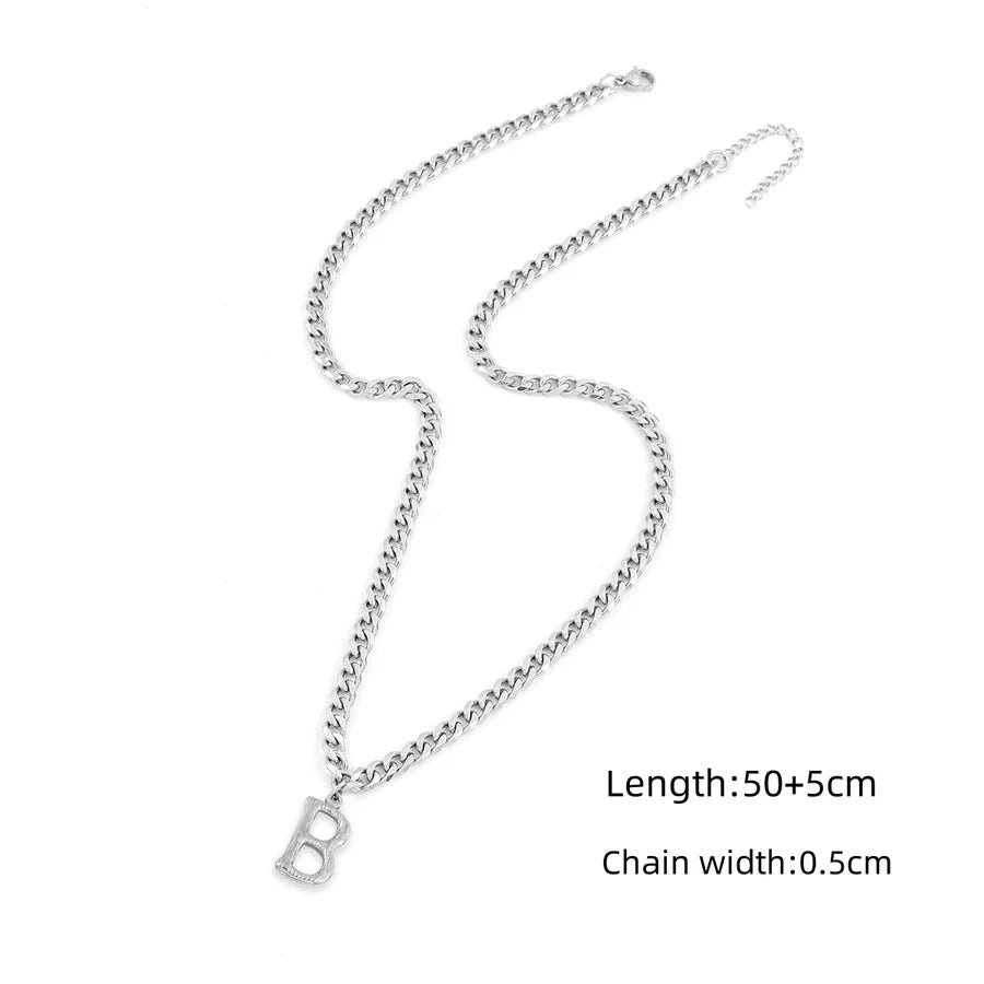 Wholesale Jewelry Modern Style Classic Style Letter 201 Stainless Steel 304 Stainless Steel Pendant Necklace Cuban Link Chain Curb Chain