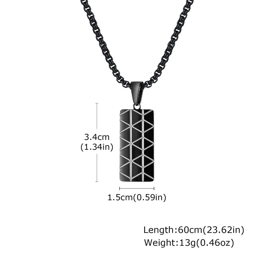 Stainless Steel Corrosion Geometric Figure Square Plate Pendant Necklace