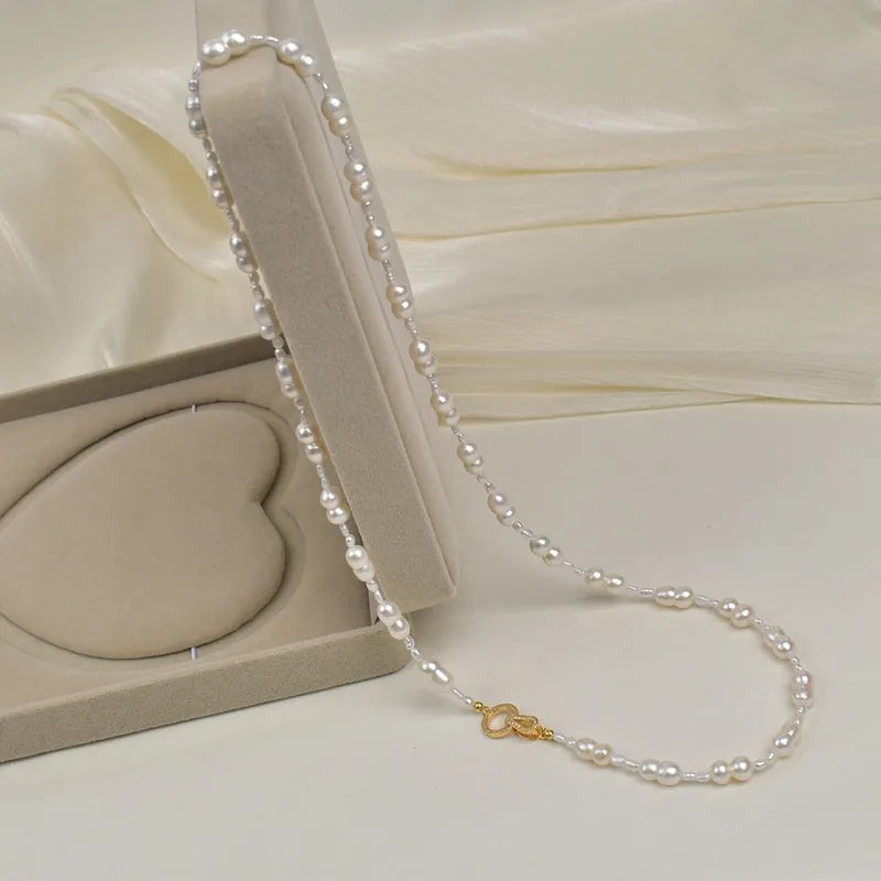Elegant Long Natural Pearl Necklace Autumn Winter Vintage Fashion Sweater Chain Stylish Versatile Jewelry Accessory For Women