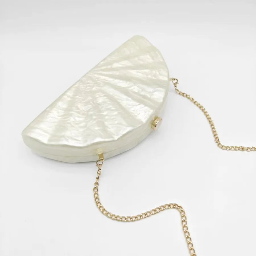 Coffee Green White Arylic Solid Color Semicircle Evening Bags