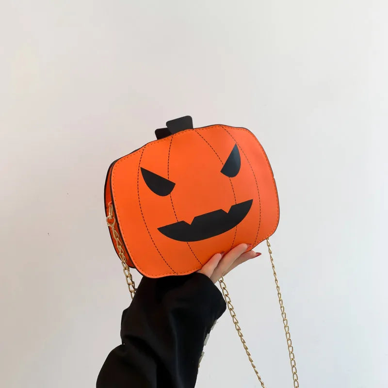 Halloween Funny Pumpkin Bag  New Fashion Color Contrast Personalized Creative Trendy One-Shoulder Women's Bag Cartoon Crossbody Bag