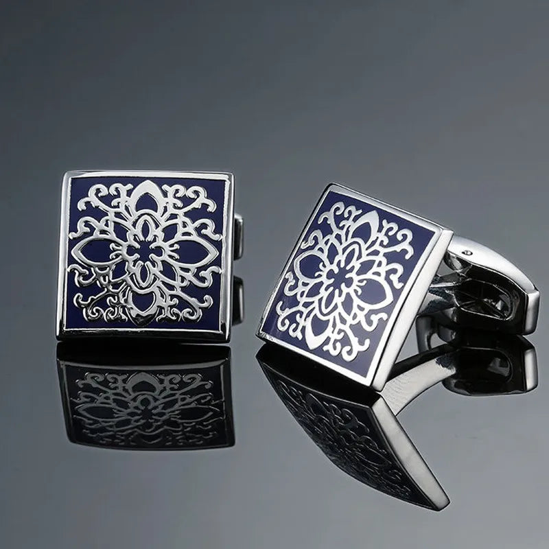 business geometric copper plating men's cufflinks