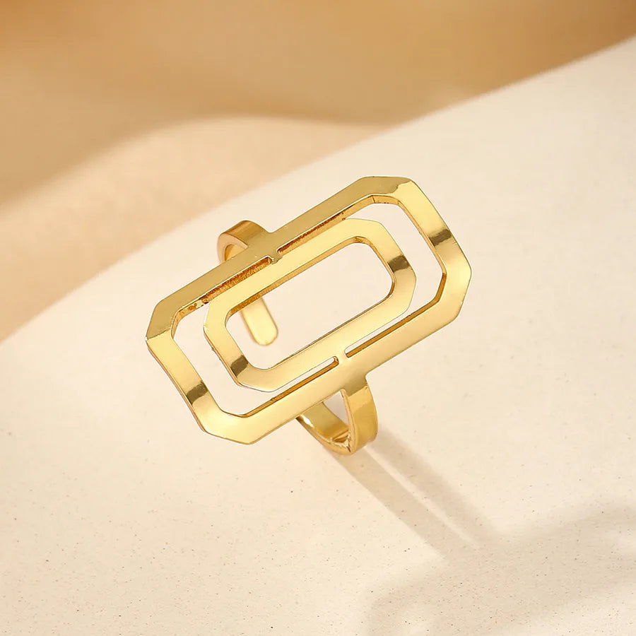 Wholesale Jewelry Artistic Solid Color 304 Stainless Steel 14K Gold Plated Rings
