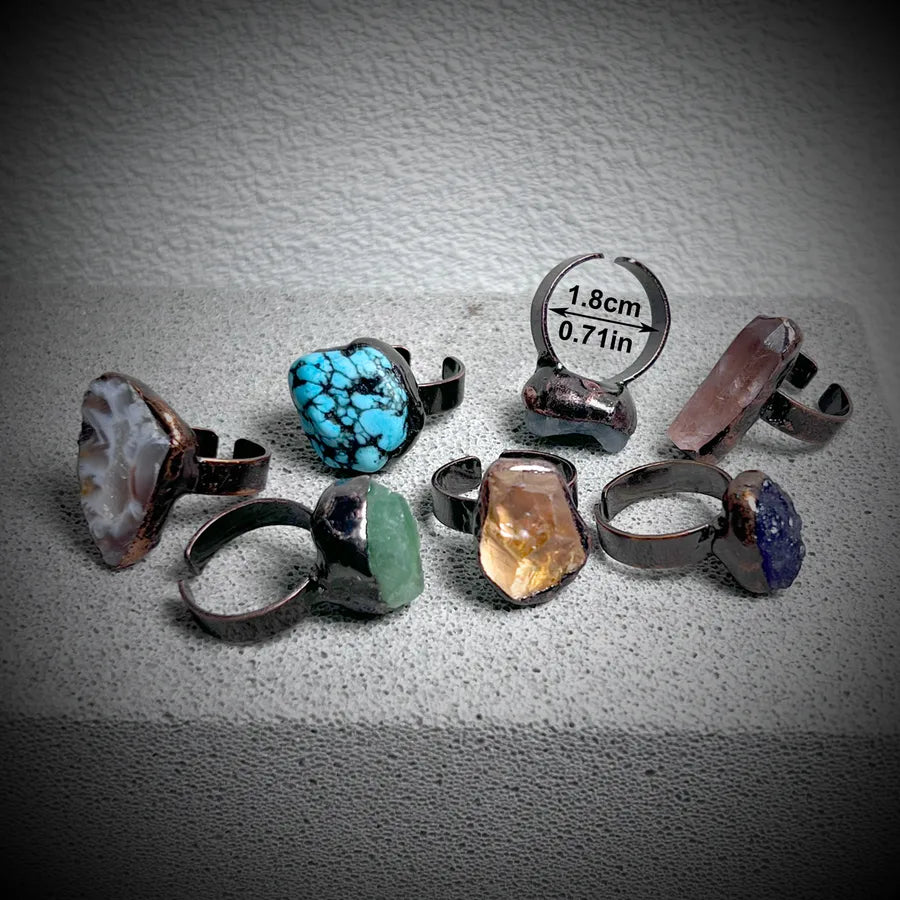 Vintage Style Novelty Simple Style Asymmetrical Irregular natural stone Stone Asymmetrical Irregular Crystal Gem Crystal Birthstone Women's Open Rings