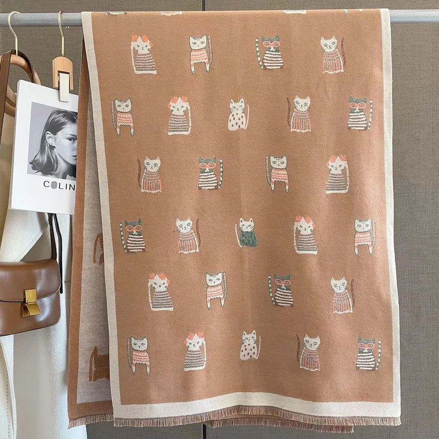Women's Basic Color Block Imitation cashmere Printing Scarf