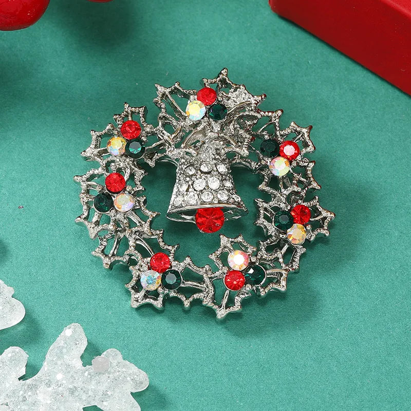 Christmas Bow Knot Bell Snowflake Alloy Plating Inlay Rhinestones Unisex Brooches 1 Piece