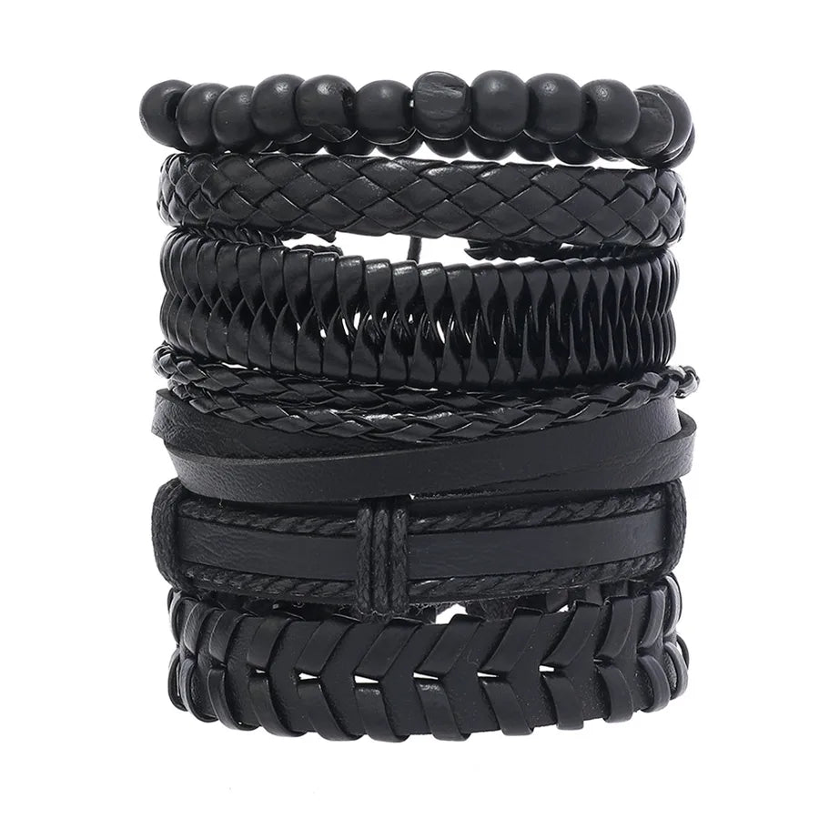 hip-hop solid color pu leather men's bangle 1 piece