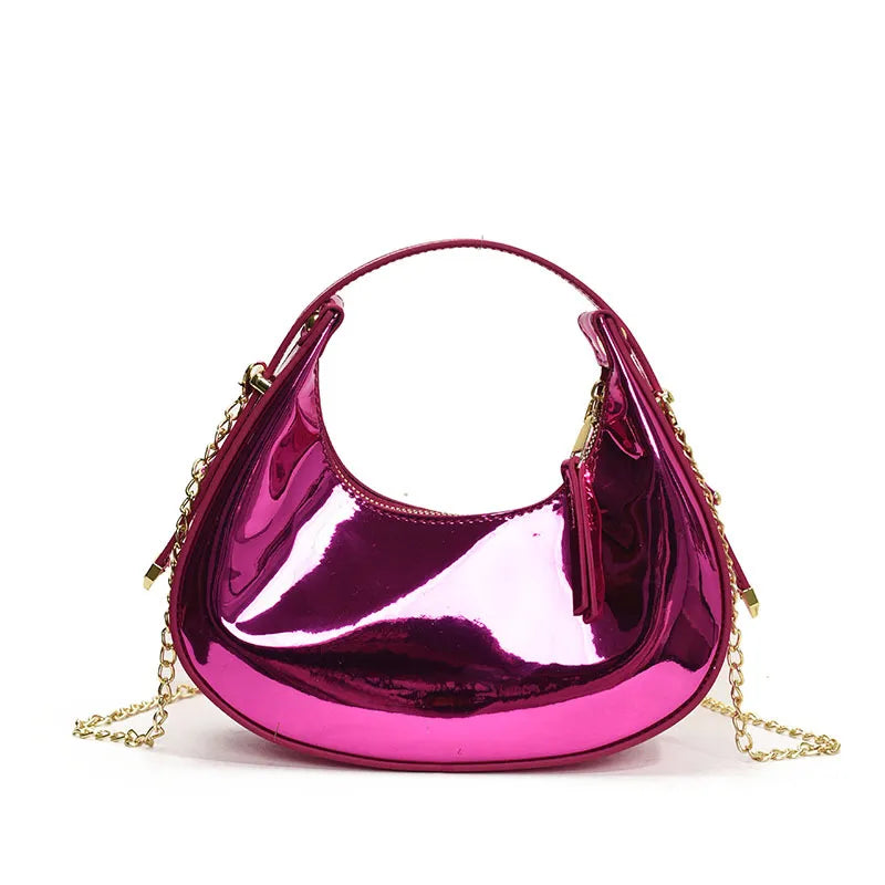 Women's Medium Pu Leather Solid Color Streetwear Sewing Thread Dumpling Shape Zipper Handbag Crossbody Bag