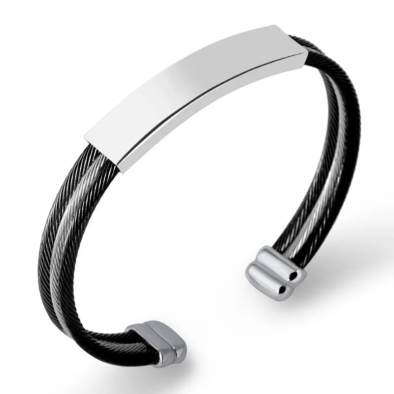 Commute Color Block Stainless Steel Plating Unisex Bangle