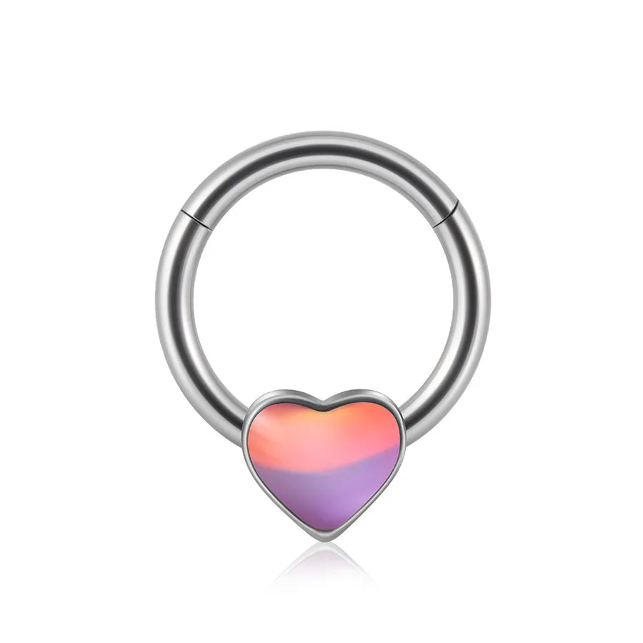 1 Piece Nose Rings & Studs Sweet Star Heart Shape Stainless Steel Plating Synthetic opal Resin Nose Rings & Studs