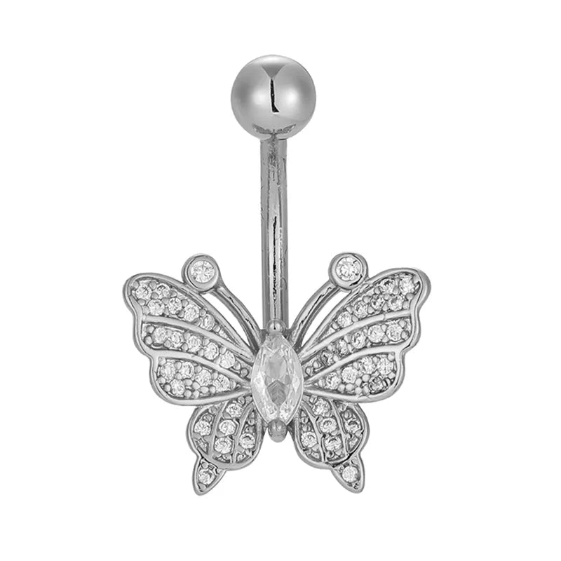 1 Piece Belly Rings Casual Butterfly 316L Stainless Steel  Polishing Zircon 18K Gold Plated