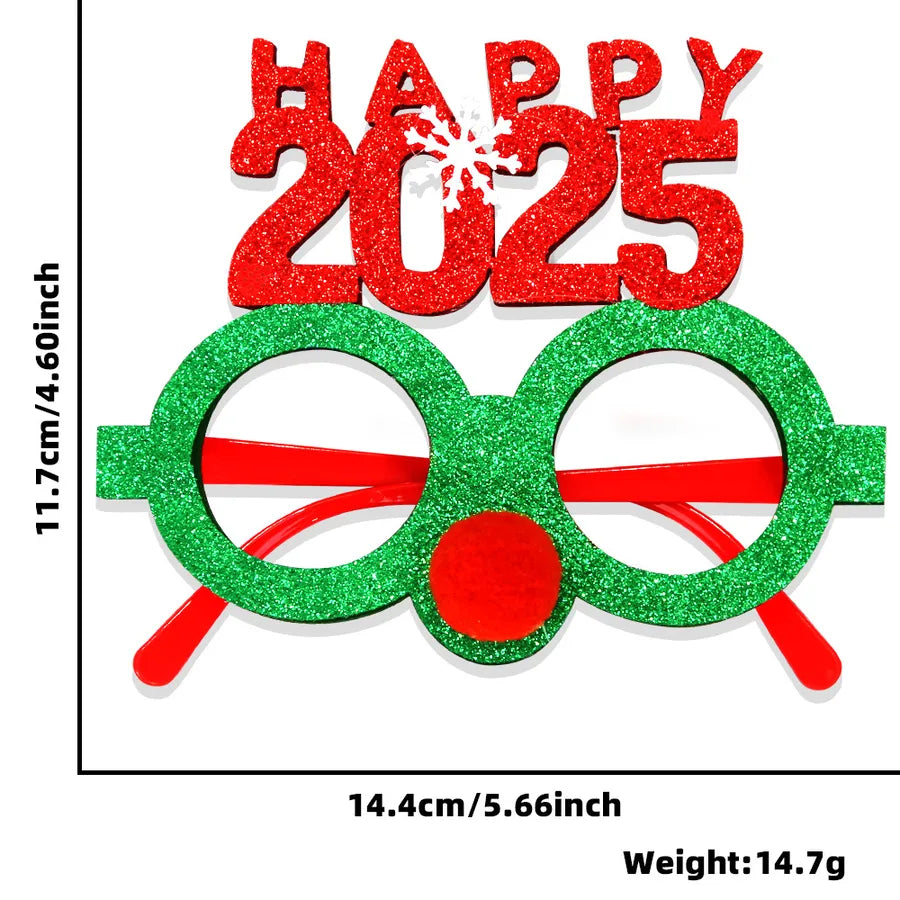 Christmas New Year Cartoon Style Santa Claus Letter Number Plastic Nonwoven Party Festival Glasses