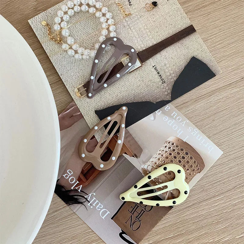 Polka Dot BB Clip Metal Star Hair Accessories Women Basic Versatile Mermaid Color Series Coffee Brown Drip Oil Color Hair Clips