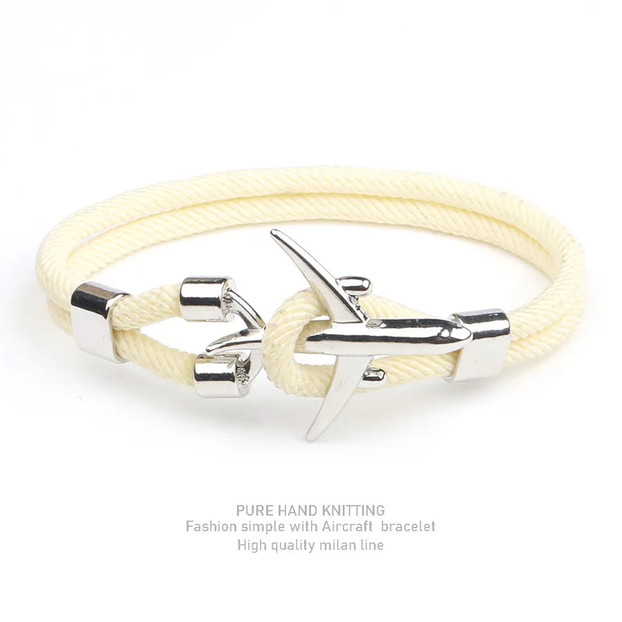 simple style geometric alloy polyester plating men's bracelets