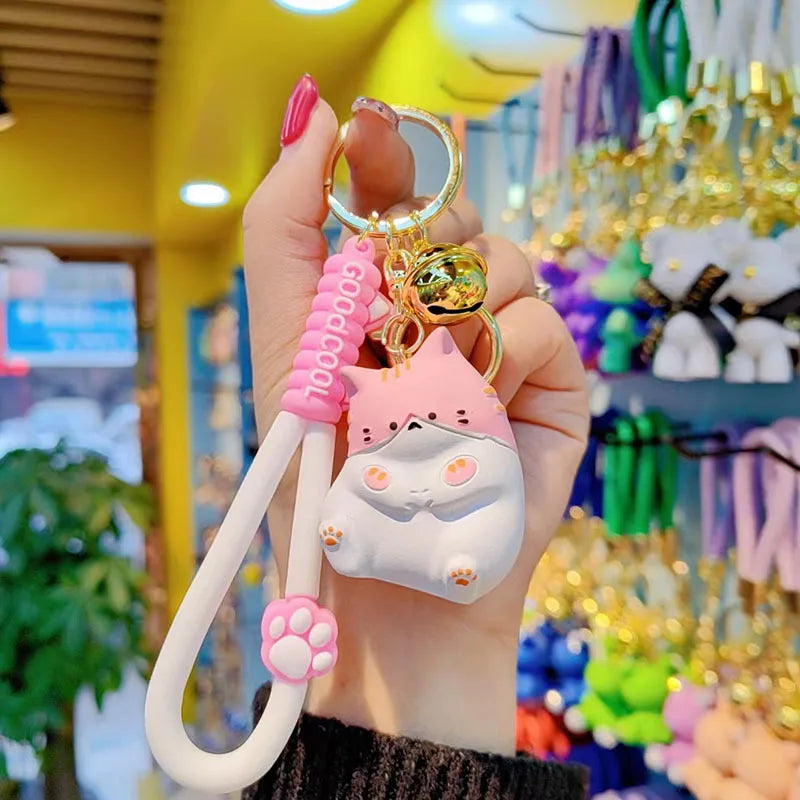 Adorable Resin Fat Cat Keychain Women's Cute Mobile Phone Lanyard Bag Hanging Doll Christmas Valentine's Day New Year Gift