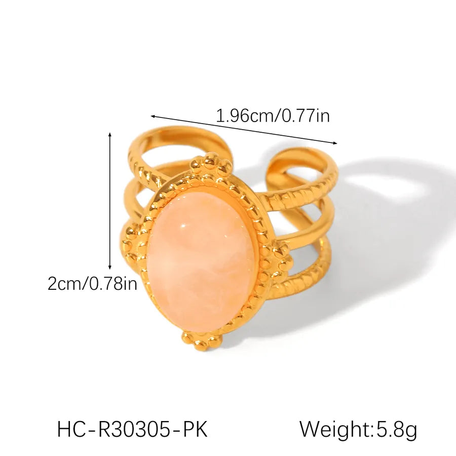 Wholesale Jewelry Casual Commute Shiny Round 304 Stainless Steel Crystal Pearl 18K Gold Plated Open Rings Rings