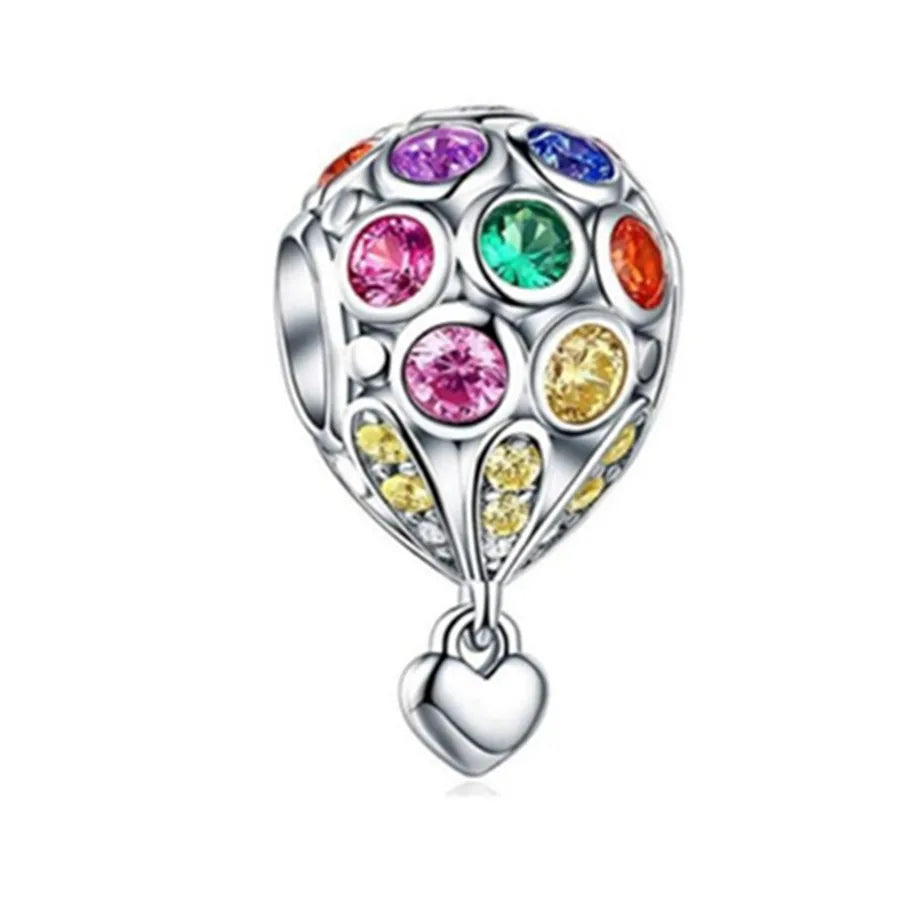 1 Piece 19*9mm 925 Sterling Silver Zircon Hot Air Balloon Polished Beads Jewelry Accessories