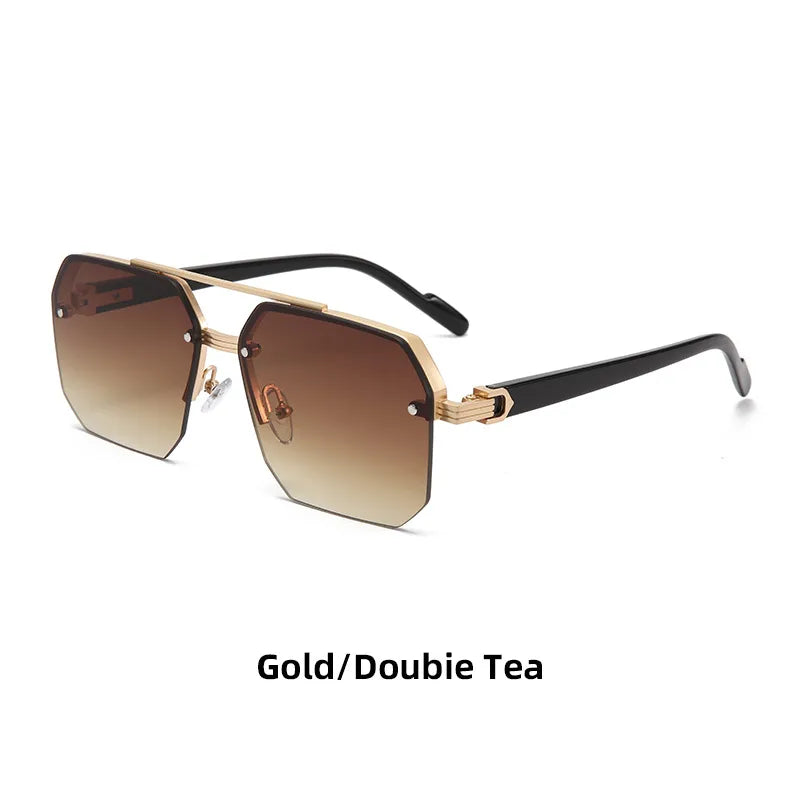 Retro Streetwear Solid Color Pc Square Half Frame Men's Sunglasses