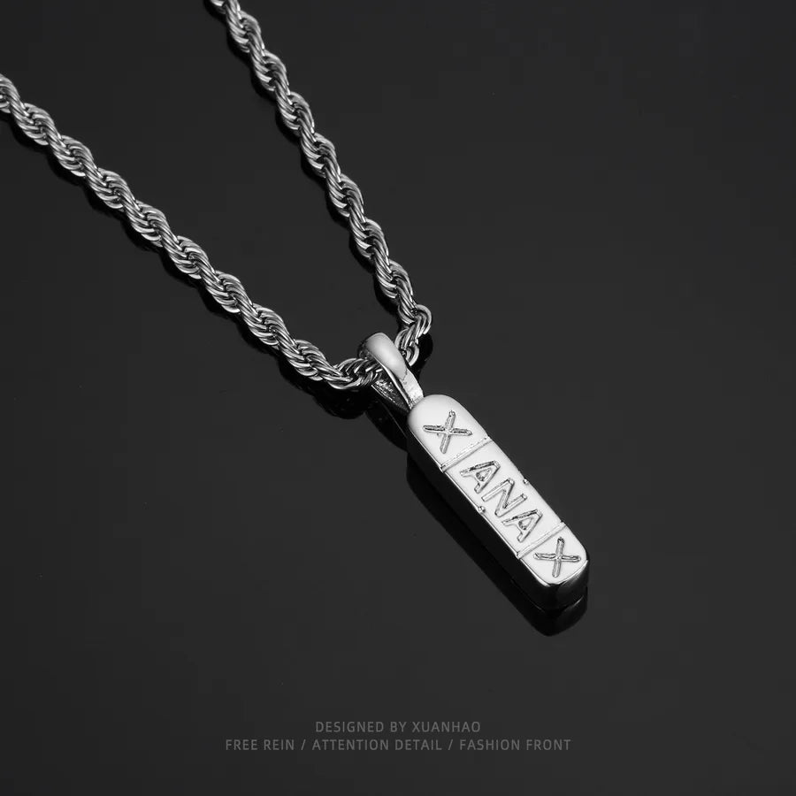 Wholesale Jewelry Hip-Hop Vintage Style Letter Copper Plating Pendant Necklace Twisted Rope Chain