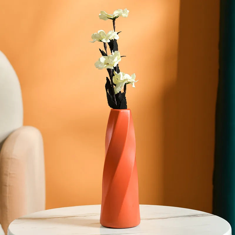 Imitation Ceramic Vase Nordic Plastic Vase Morandi Living Room Ornaments Vase Hydroponic Creative Vase Wholesale