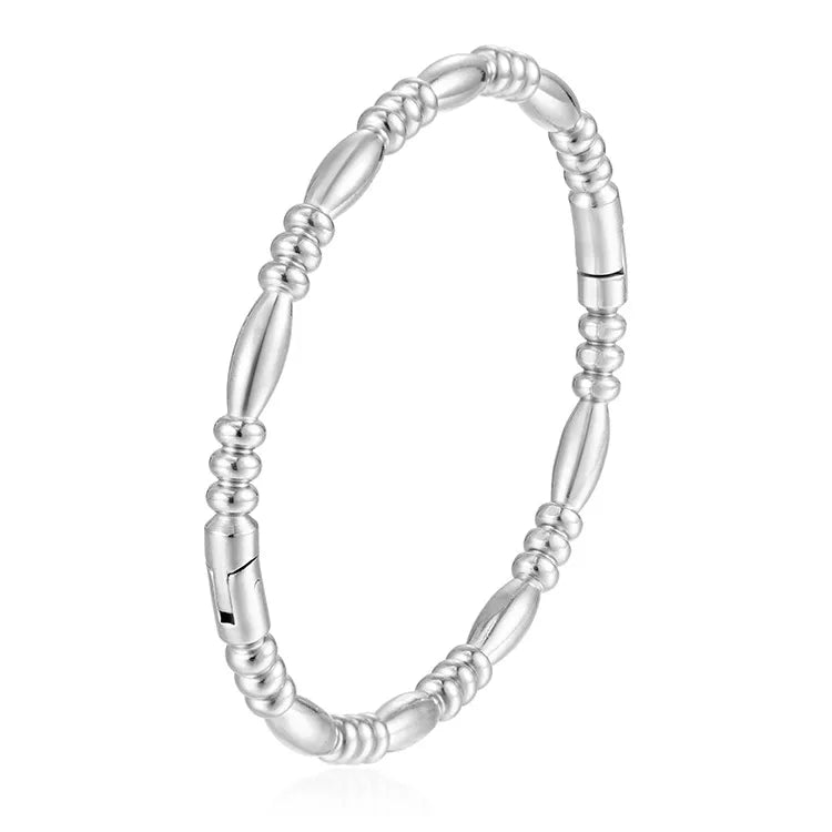 Retro Classic Style Geometric Flower 304 Stainless Steel Bangle In Bulk