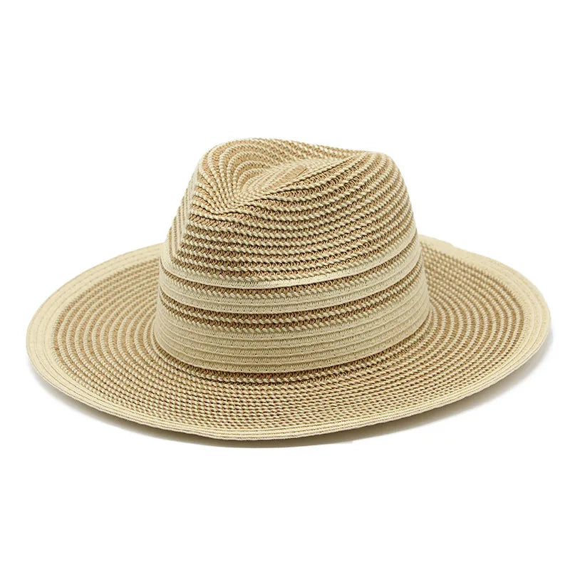women's simple style classic style color block flat eaves straw hat