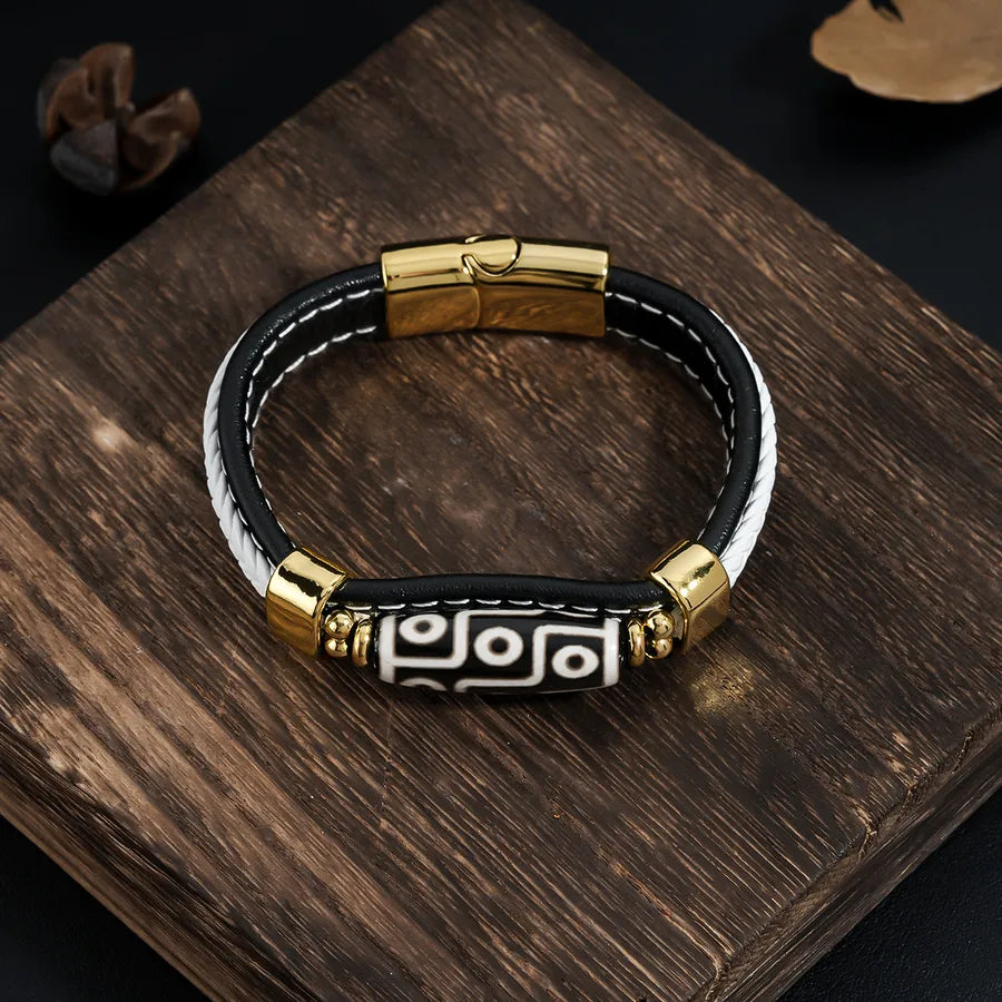 Retro Streetwear Geometric Pu Leather Men's Bracelets Men Cord & Leather Bracelets