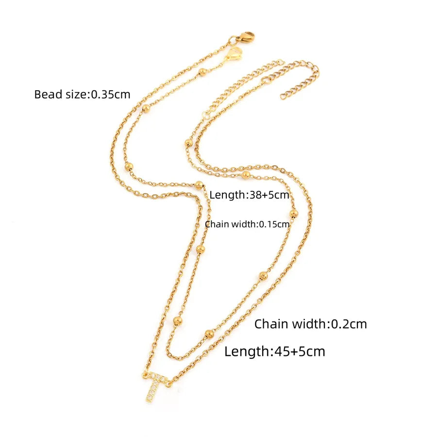Wholesale Jewelry Simple Style Classic Style Letter 201 Stainless Steel Copper ball chain cable chain Pendant Necklace