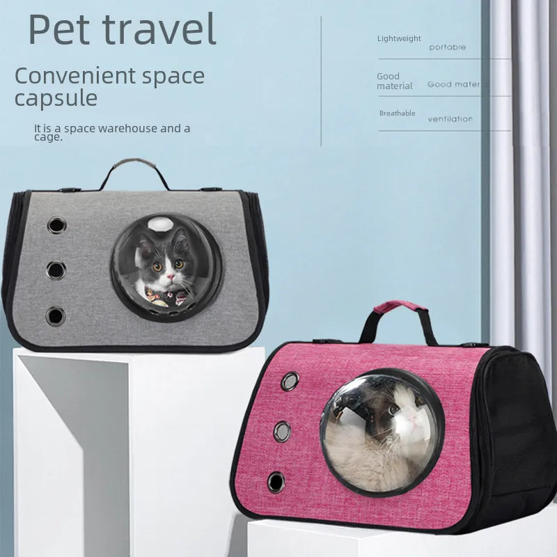 New Foldable Handheld Oxford Cloth Cat Carrier Bag Space Capsule Pet Bag Outdoor Crossbody Portable Breathable Cat Backpack