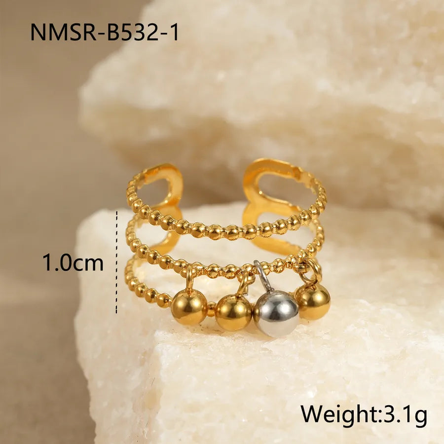 Wholesale Jewelry Cool Style Round Ball 304 Stainless Steel Open Rings