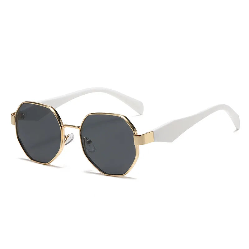New Style Sunglasses High Sense Women's Personality Modern Box Polygon Metal Sunglasses UV Protection Sunglasses