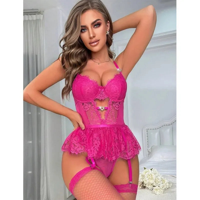 Foreign Trade plus Size Lace Garter Fashion Stockings Vest Camisole  One-Piece Underwear Sexy Women