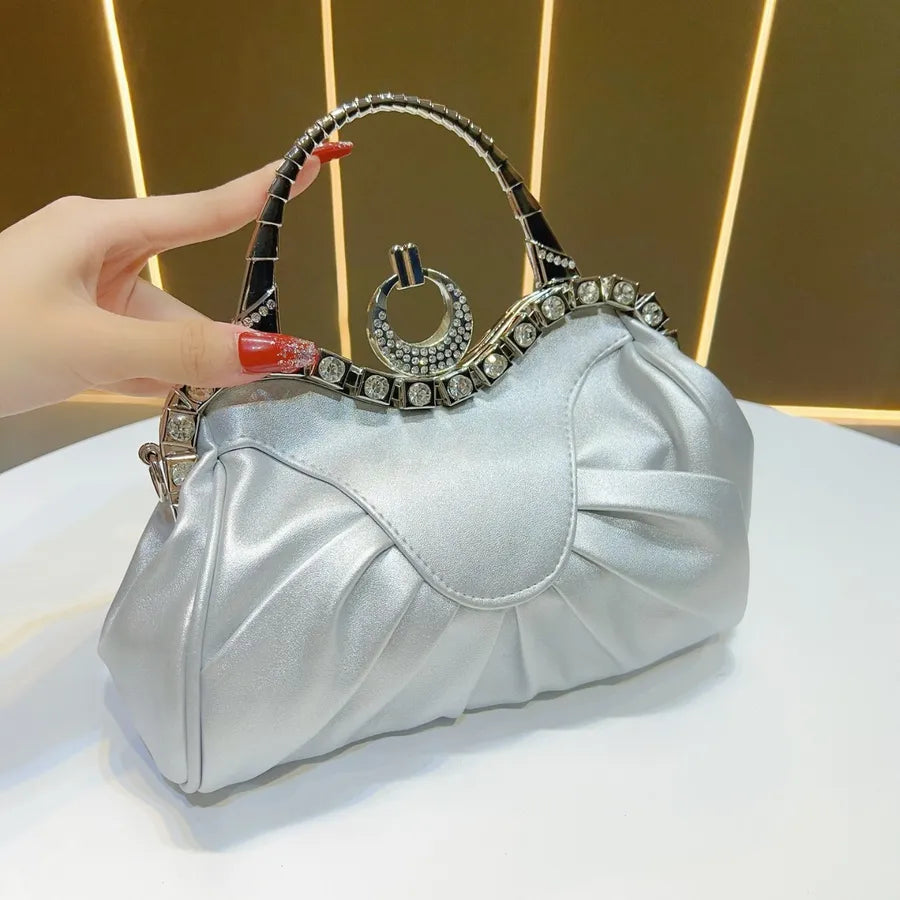 New Retro Folded Handbag Large Capacity Single Shoulder Bag Evening Bag Simple Ladies Crossbody Bag Dumpling Shape Pu Bag