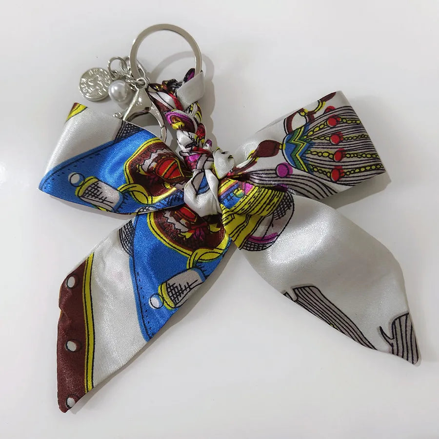 Sweet Simple Style Bow Knot Cloth Metal Unisex Bag Pendant Keychain