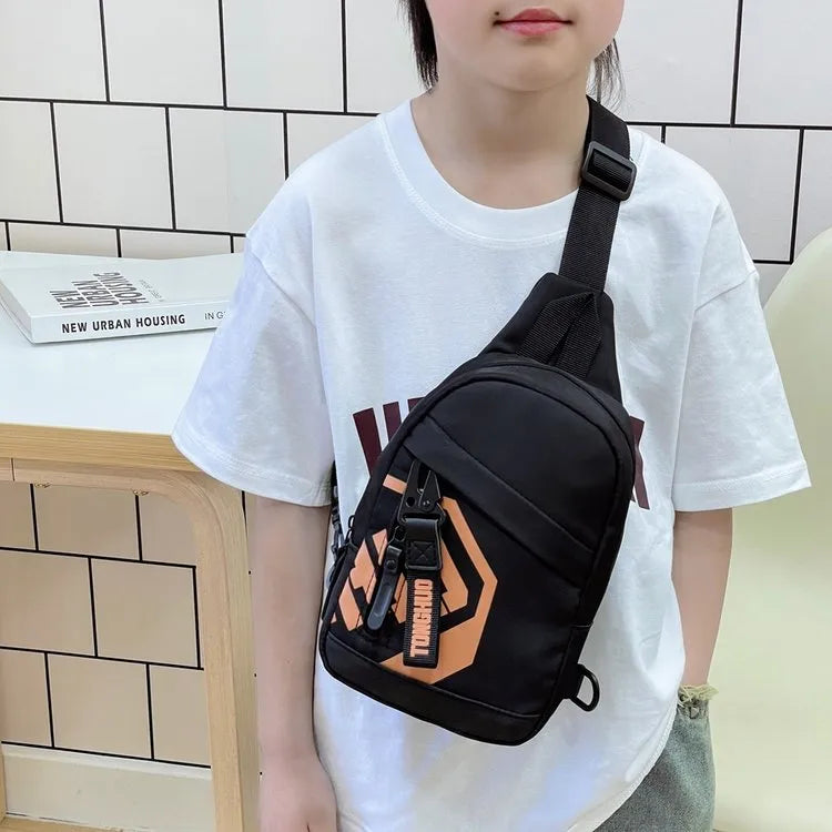 Kid'S Nylon Geometric Streetwear Oval Zipper Fanny Pack
