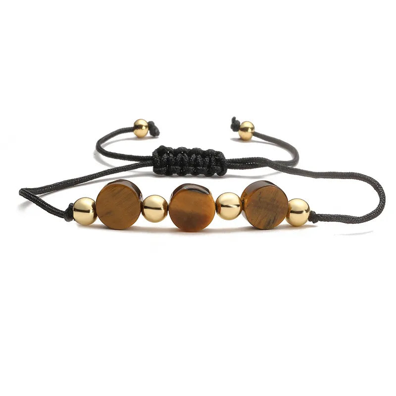Classic Style Geometric natural stone turquoise Tiger Eye Drawstring Bracelets In Bulk