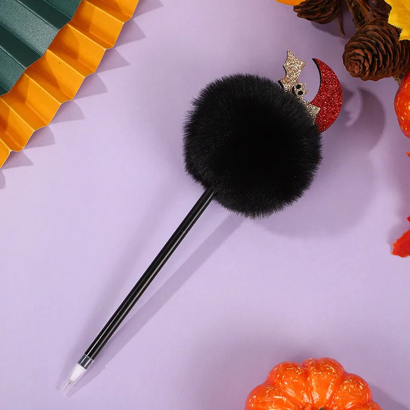 1 piece pumpkin spider bat class christmas learning halloween pp cotton rabbit fur felt cloth cute ballpoint pen