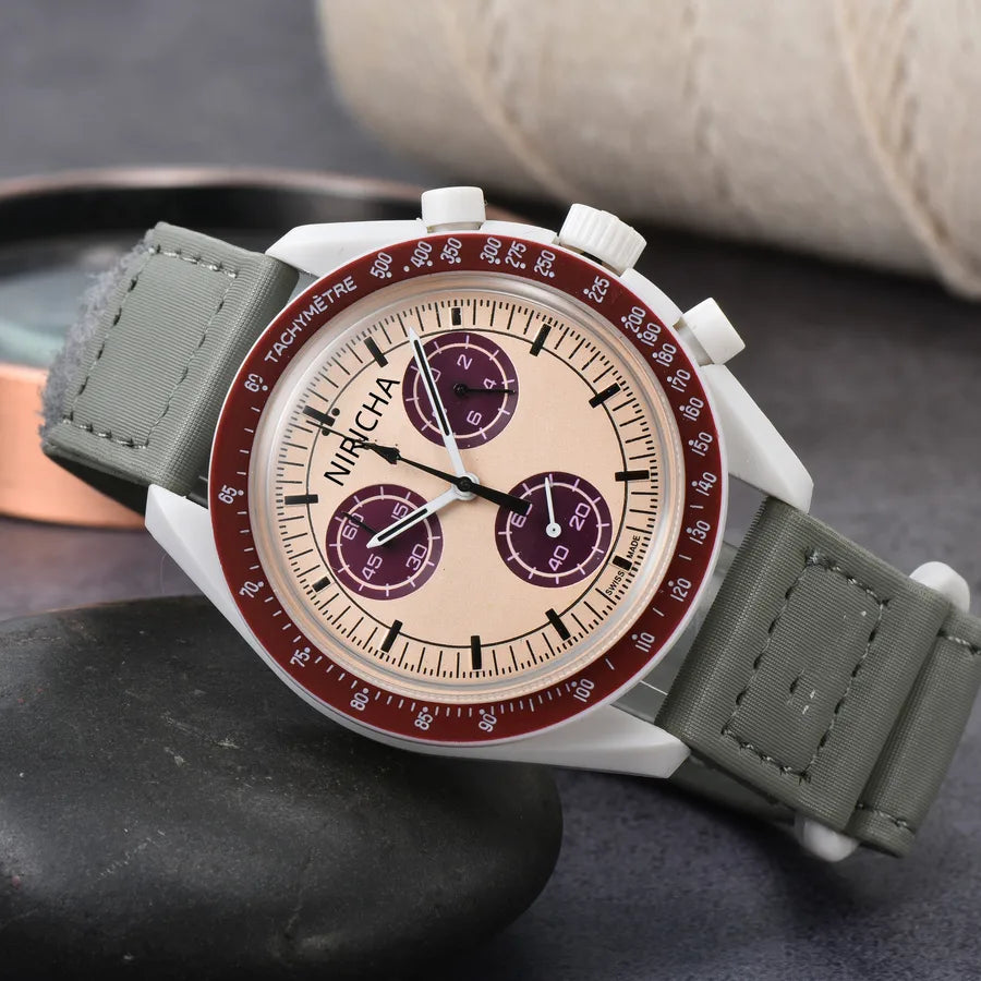 Foreign Trade Men's Niricha Oujia Glue Shell 6-Pin Super Luminous Quartz Watch Manufacturer Wholesale One Generation