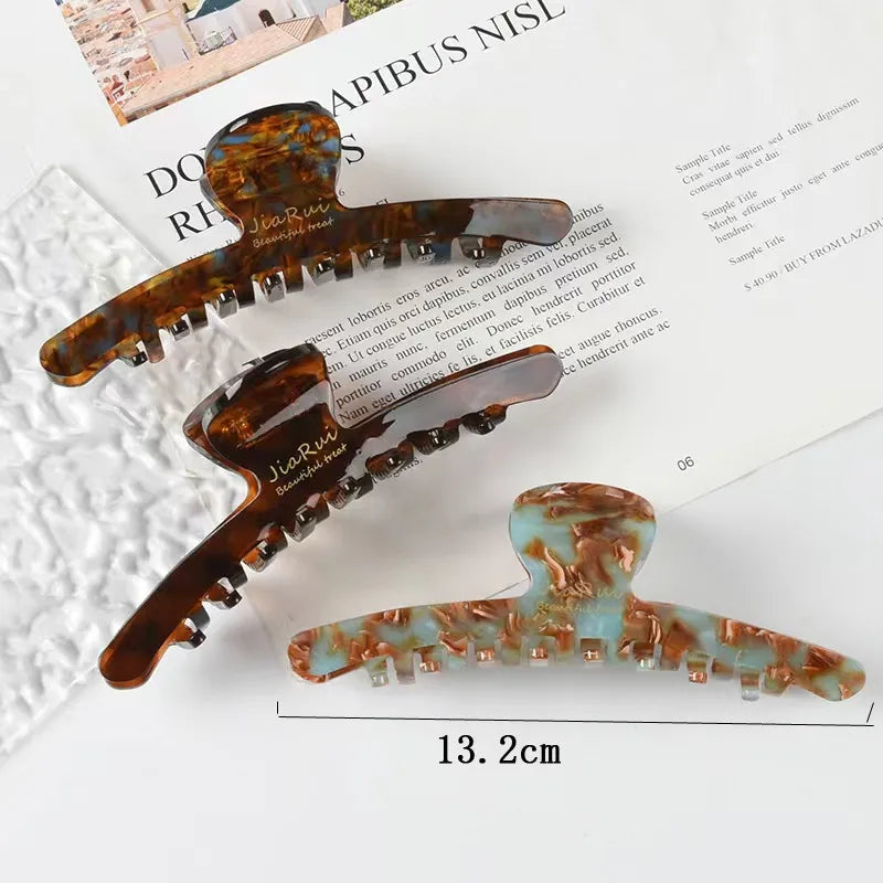 Elegant Large Size French Style Shark Clip Hair Accessories Women's Fashion Acetate Hair Grips New Version Forest System