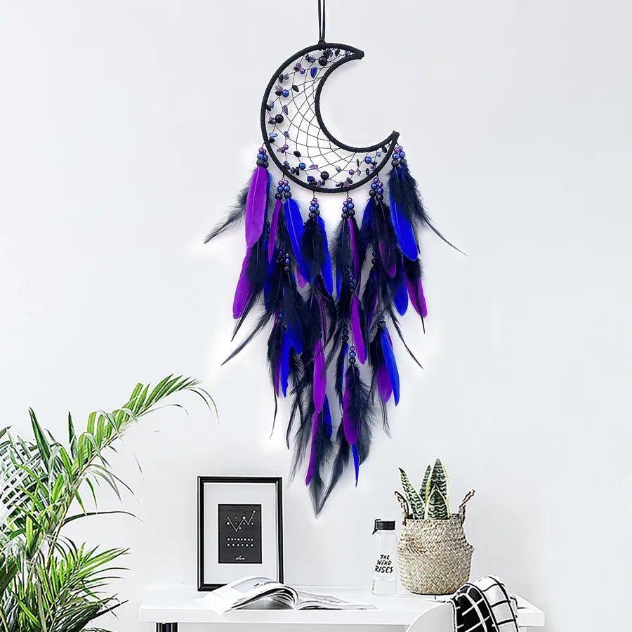 Simple Style Moon Feather Iron Dreamcatcher Wall Art