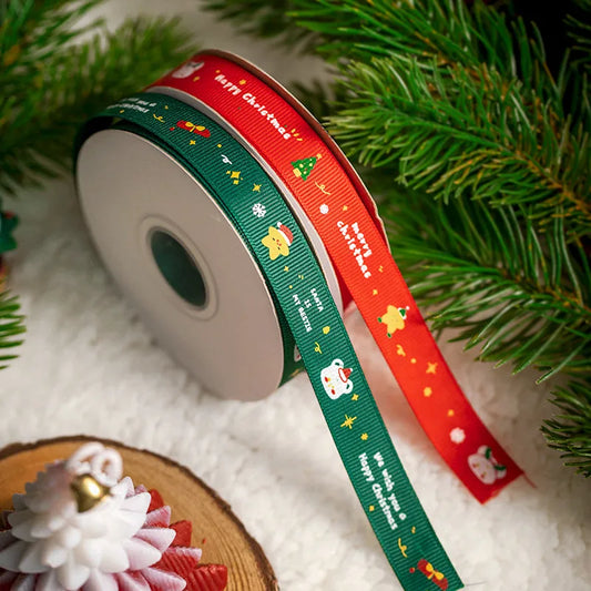 Handmade Holiday Gift Ribbon Decoration Christmas Packaging Red And Green Butterfly Knot Silk Ribbon DIY Gift Box Bow Tie