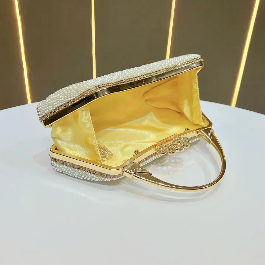 Elegant Evening Bag Fairy Handbag Wedding Reception Clutch High-End Gown Purse Square Polyester Box Bag Fashionable Printed Chain