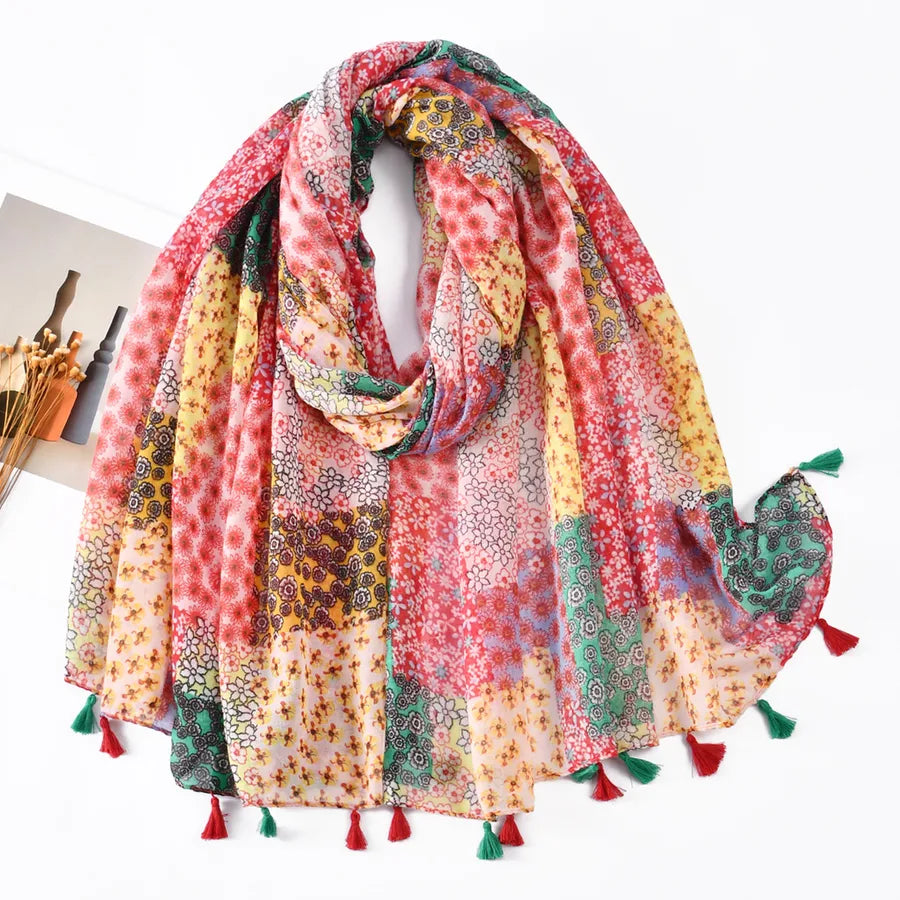 Women's Vintage Style Lady Printing Polyester Silk Scarf