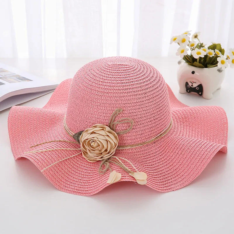 Women's Korean Style Flower Flowers Side Of Fungus Straw Hat