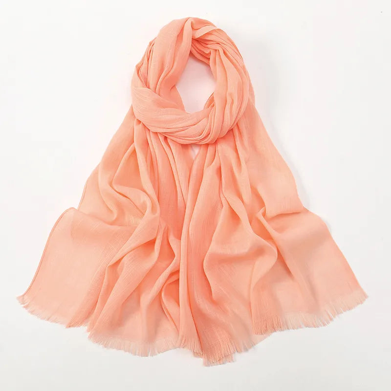 Unisex Simple Style Solid Color Slub Cotton Tassel Scarf