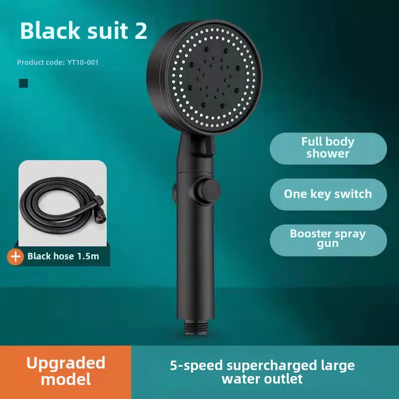 Pressurized Shower Head Shower Set Wholesale Black Samurai Home Bath Handheld Shower Head Bathroom Bracket