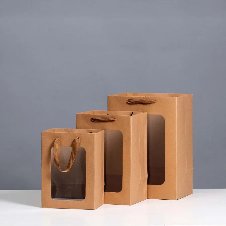 open window transparent gift bag teacher's day will sell paper bag flowers gift bag packaging hand gift window handbag